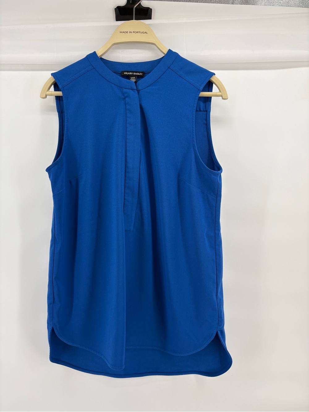 Hilary Radley Women’s Small Royal Blue Sleeveless Half Zip Blouse Stretch Top